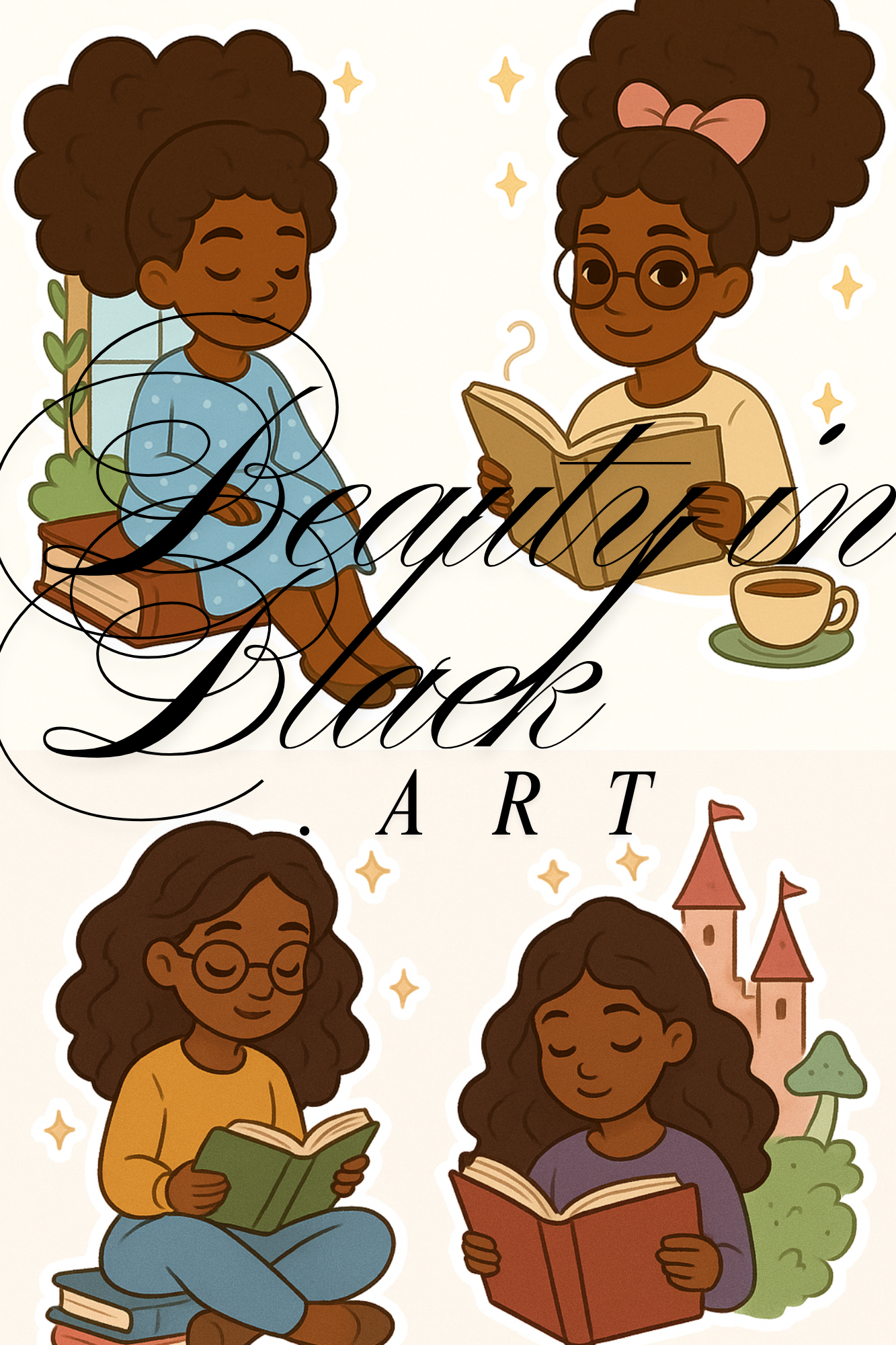 ✨️Black Girl Magic & Books Whimsical digital download✨